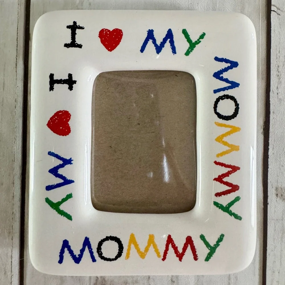 Fetco I Love My Mommy Magnet Ceramic Picture Frame White Multicolor Crayon Style